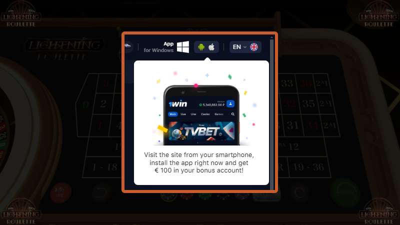 Advantages of playing lightning roulette via 1win mobile app