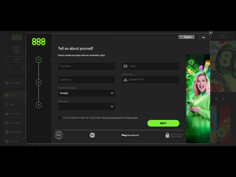 Regístrate en 888 Casino