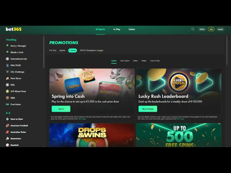 Бонусы в казино bet365