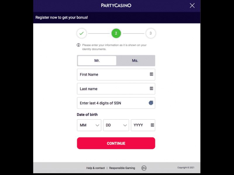 Come registrarsi su Party Casino